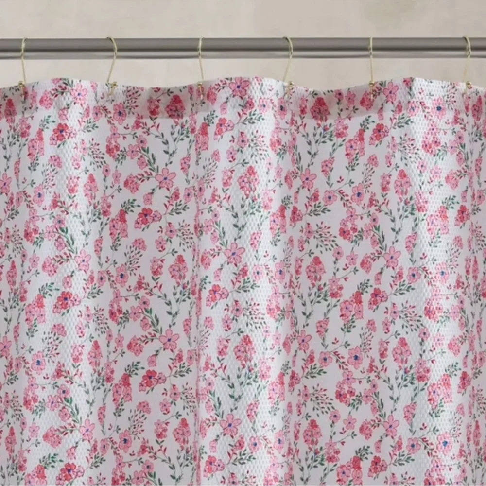 Draper James 15-Piece Bath Set Pink Floral Shower Curtain Soap Dispenser Tumbler